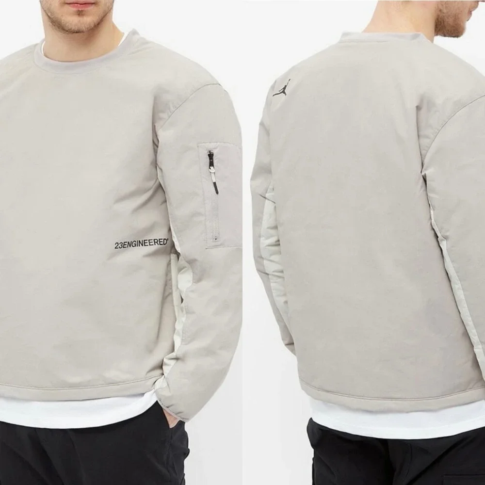 Jordan 23 Engineered Pullover Jacket‎ Gray Nylon Side Zip Pocket Mens